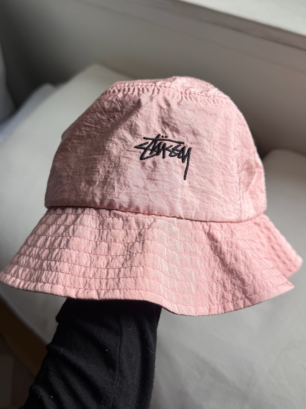 Stussy 90s Nylon Baby Pink Bucket Hat